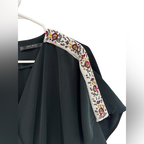 ZARA WOMAN BLACK LONG JUMPSUIT WITH BEADED SHOULDER STRIPE 8209/733/529 Small - Picture 8 of 15